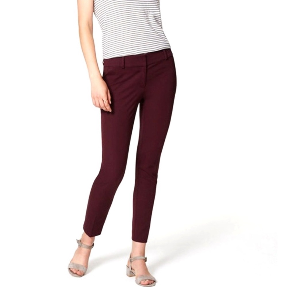 LOFT Julie Skinny Fit Ankle Pants in Plum - Picture 2 of 16